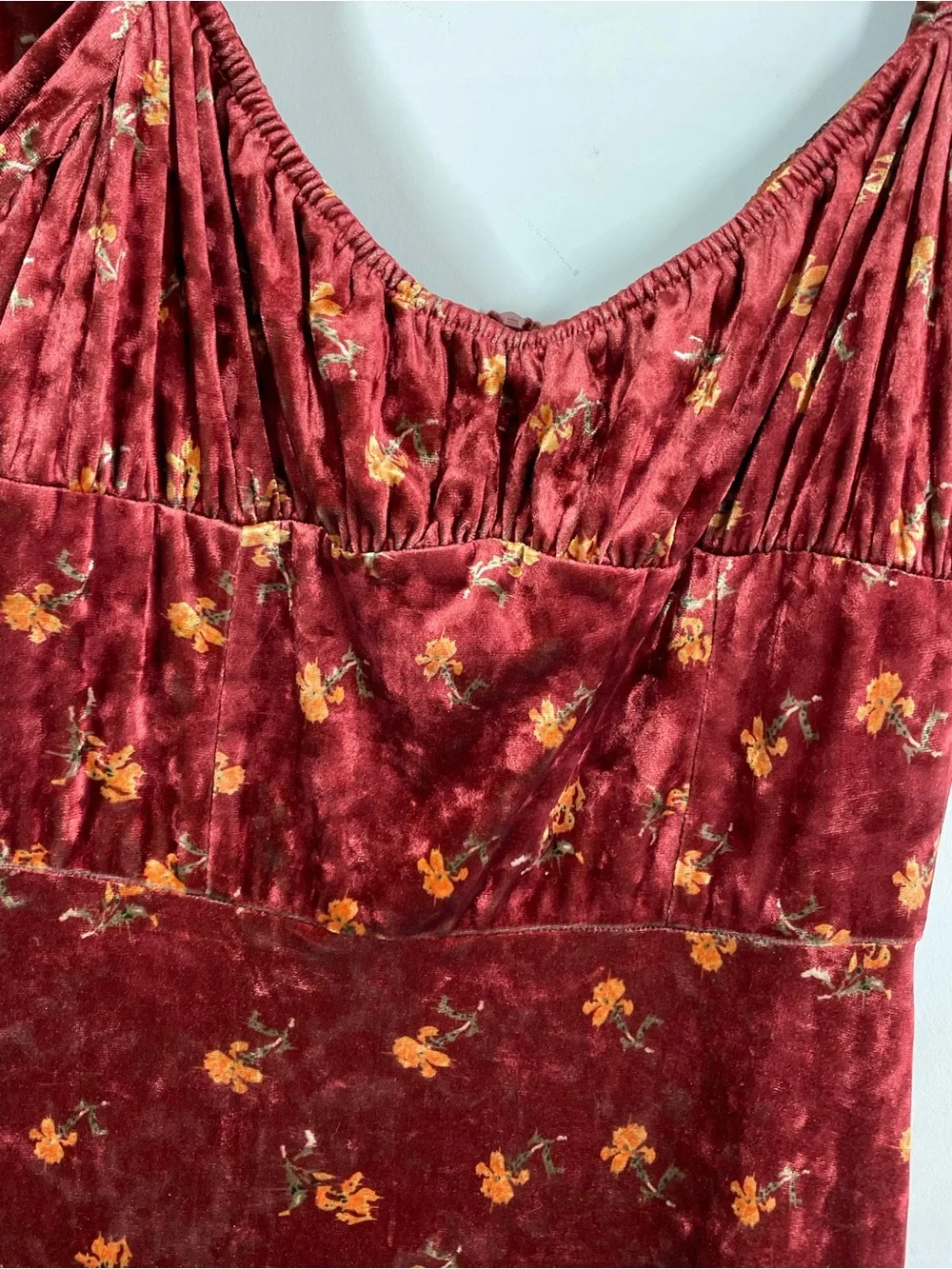 Lait Collection Velvet Floral Maxi Dress Cottagecore Whimsigoth Romantic Large - Picture 4 of 16